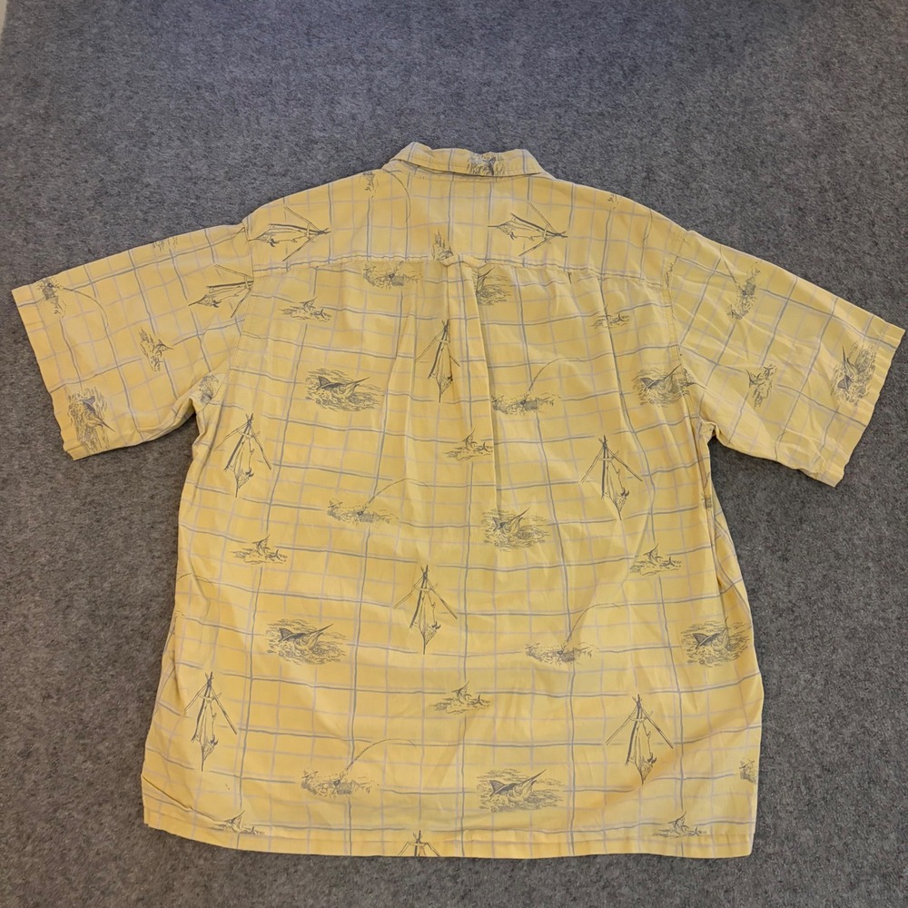 Columbia River Lodge Mens XXL Yellow Plaid Marlin Fishing Button‎ up Shirt - Picture 2 of 9